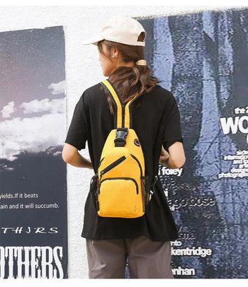 Polarshe Пътна мъжка чанта за през рамо с отвор за слушалки Спортна чанта за през рамо през рамо Мини дамска чанта за колан Многофункционална раница