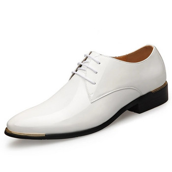 2024 Нови мъжки качествени лачени обувки Бели сватбени обувки Размер 38-48 Черни кожени меки мъжки обувки