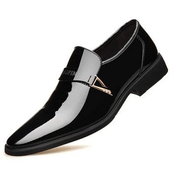 2024 Нови мъжки качествени лачени обувки Бели сватбени обувки Размер 38-48 Черни кожени меки мъжки обувки