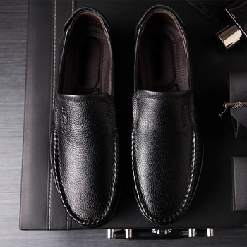 2023 г. Нови мъжки обувки Марка Father Ежедневни кожени противоплъзгащи черни мъжки обувки на средна възраст
