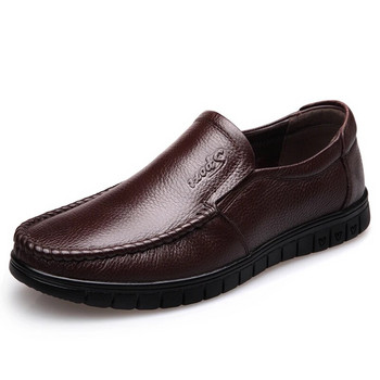 2023 Νέα ανδρικά παπούτσια Brand Father Casual Δερμάτινα Αντιολισθητικά Μαύρα Μεσήλικα παπούτσια 