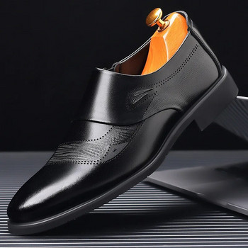 2023 г. Нови мъжки качествени кожени обувки Британски бизнес допълнителен размер 38-44 Мъжки кожени кожени обувки за рокля