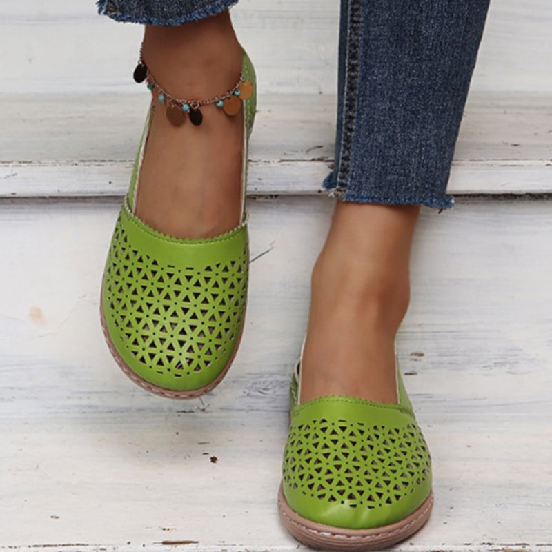 2023 m. Nauji retro pu odiniai tuščiaviduriai plokštumai Moteriški Pavasaris Vasara Batai su storu padu pleištiniais Moterims Patogūs laisvalaikio batai 44 dydis