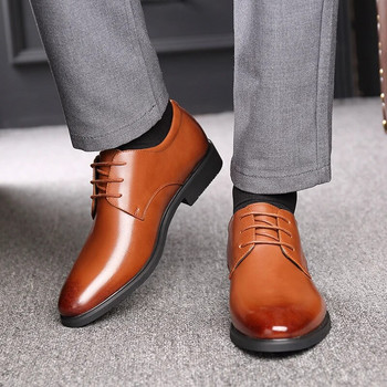 2024 г. Нови мъжки качествени кожени обувки от телешка кожа Британски бизнес допълнителен размер 38-47 Мъжки кожени обувки от разцепена кожа