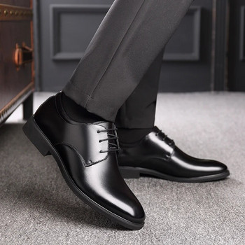2024 г. Нови мъжки качествени кожени обувки от телешка кожа Британски бизнес допълнителен размер 38-47 Мъжки кожени обувки от разцепена кожа