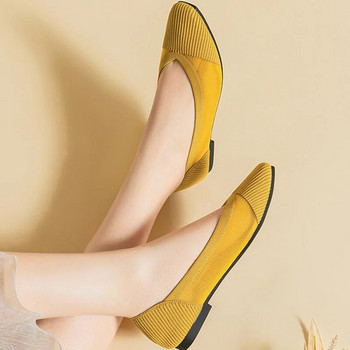 Летни дамски плоски обувки Мрежести дишащи неплъзгащи се гумени подметки Модни меки леки едноцветни обувки с квадратни пръсти 2023 г. Нови
