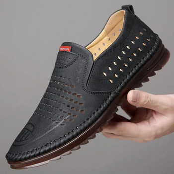 Ανδρικά δερμάτινα παπούτσια 2023 Summer Microfiber 38-44 Αντιολισθητική εξωτερική σόλα από μαλακό τένοντα Άνδρας Casual Business Youth Leather Loafers