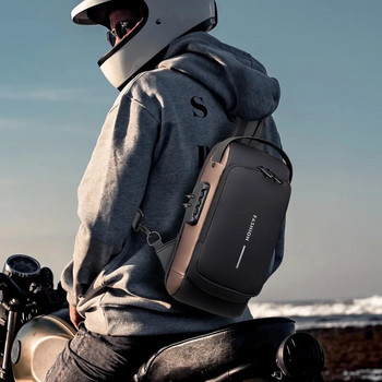 Polarshe Anti-Theft Usb Sling Чанти за гърди Многофункционална мъжка чанта през рамо Crossbody Fashion Travel Pack Мъжки мотоциклетни чанти