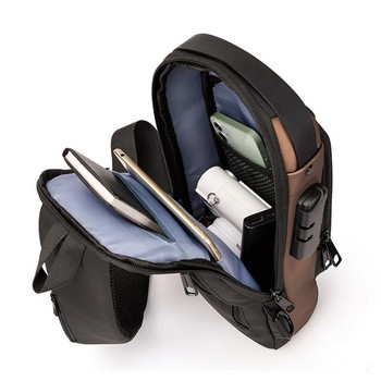 Polarshe Anti-Theft Usb Sling Чанти за гърди Многофункционална мъжка чанта през рамо Crossbody Fashion Travel Pack Мъжки мотоциклетни чанти