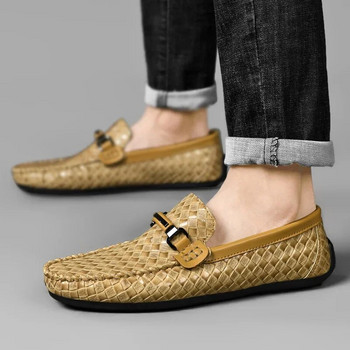 Δερμάτινα ανδρικά παπούτσια Slip on Breathable ανδρικά casual παπούτσια Πολυτελή μάρκα ανδρικά Loafers ελαφριά ανδρικά παπούτσια οδήγησης Zapatos Hombre