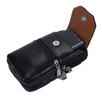 Мъжка кожена чанта за кръста Чанта за колан с голям капацитет Кафяви чанти за през рамо Чанти за през рамо Многослойна катарама Чанта за мобилен телефон Подложка