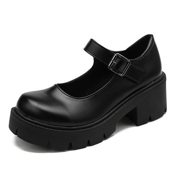 Пролетни кожени обувки на платформа Дамски равни обувки Ежедневни мокасини Оксфорд Дебело дъно Дамски обувки на танкетка Лолита Обувки Mary Jane Дамски мокасини
