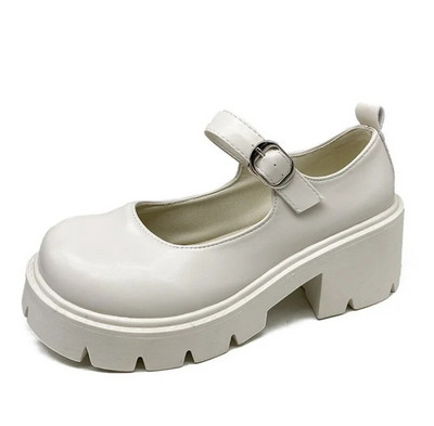 Kevadised platvormiga nahast kingad Naiste tasapinnalised vabaaja Oxfordi püksid, paksu põhjaga naiste kiil Lolita kingad Mary Jane naiste mokassiinid