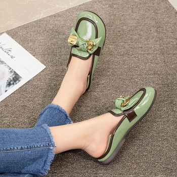 Обувки за жени 2023 Дамски летни обувки с кръгли пръсти Kawaii Мокасини с равни обувки Сладки плоски зелени стилни шик и елегантни обувки 39 E
