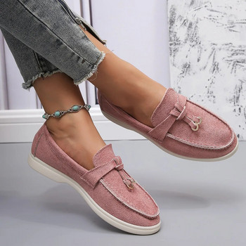 Γυναικεία Loafers Slip σε γυναικεία φλατ Μάρκα υψηλής ποιότητας Άνοιξη φθινόπωρο casual Flat παπούτσια Δερμάτινα Cashmere Μονά παπούτσια Plus Size 42