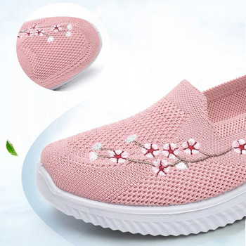 Маратонки Дамски мрежести дишащи комфортни майчински обувки на цветя Меки едноцветни модни обувки Дамски леки Zapatos de mujer