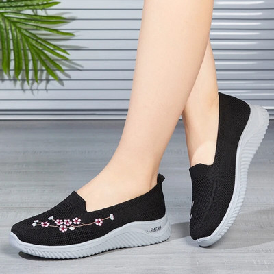Маратонки Дамски мрежести дишащи комфортни майчински обувки на цветя Меки едноцветни модни обувки Дамски леки Zapatos de mujer