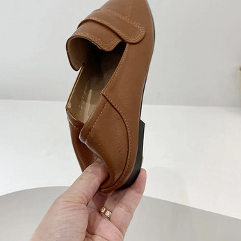 δερμάτινα loafers για γυναίκες ίσια παπούτσια με τετράγωνο δάχτυλο slip σε ρηχά άνετα casual γυναικεία παπούτσια mule παπούτσια για πάρτι vc3498