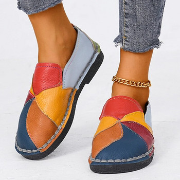 Дамски равни обувки от естествена кожа Балетни обувки Изрязани кожени дишащи мокасини Дамски обувки тип лодка Балерина Дамски ежедневни обувки
