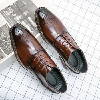 Висококачествени кожени бизнес официални обувки 2023 Класически италиански ежедневни обувки Мъжки елегантни официални официални обувки Оксфорд