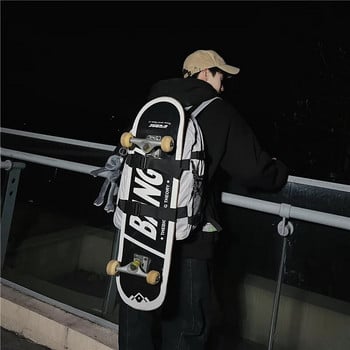 Раница Мъжки пътни чанти Хип-хоп функция Скейтборд чанта Голям капацитет Раница за гимназия Дамска раница за свободното време