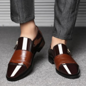 Crne cipele od lakirane PU kože Natikače za svečane muške cipele Velike veličine Vjenčane cipele u špicu za muškarce Elegantne muške poslovne cipele