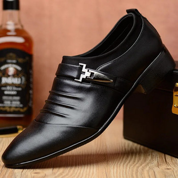 2023Κλασικά ανδρικά παπούτσια φορέματος Slip on μαύρα δερμάτινα παπούτσια για άνδρες Plus Size Point Toe Business Casual Ανδρικά Επίσημα Παπούτσια για γάμο