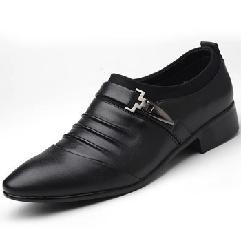 2023 Класически мъжки рокли Обувки Черни кожени обувки с приплъзване за мъже Плюс размер Ежедневни делови мъжки официални обувки за сватба