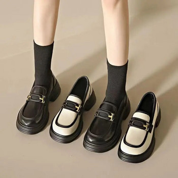 Дамски мокасини Обувки Оксфорд Дамски обувки с кръгли пръсти Черни равни обувки Британски стил Сабо Ежедневни маратонки на платформа Меки смесени цветове