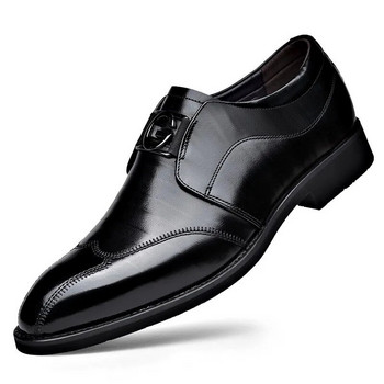 Ανδρικά casual επαγγελματικά δερμάτινα παπούτσια με κάλυμμα ποδιών με μυτερό ανδρικό φόρεμα D145
