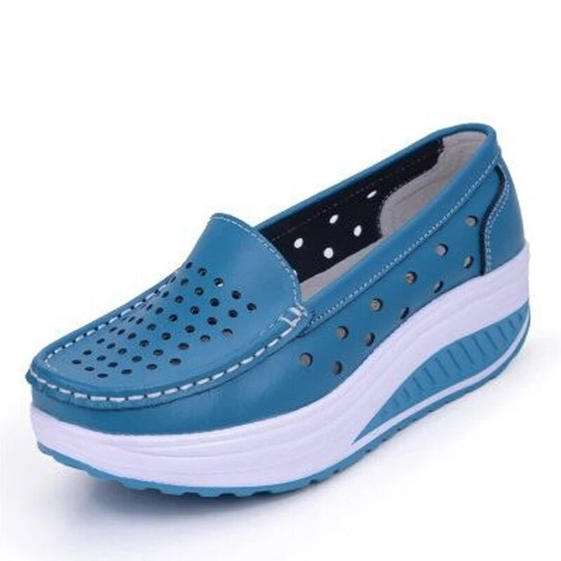TIMETANG Ženske cipele ljetne ženske kožne cipele s platformom veće veličine cipele za medicinske sestre ženske radne cipele s mrežastim rupama C202