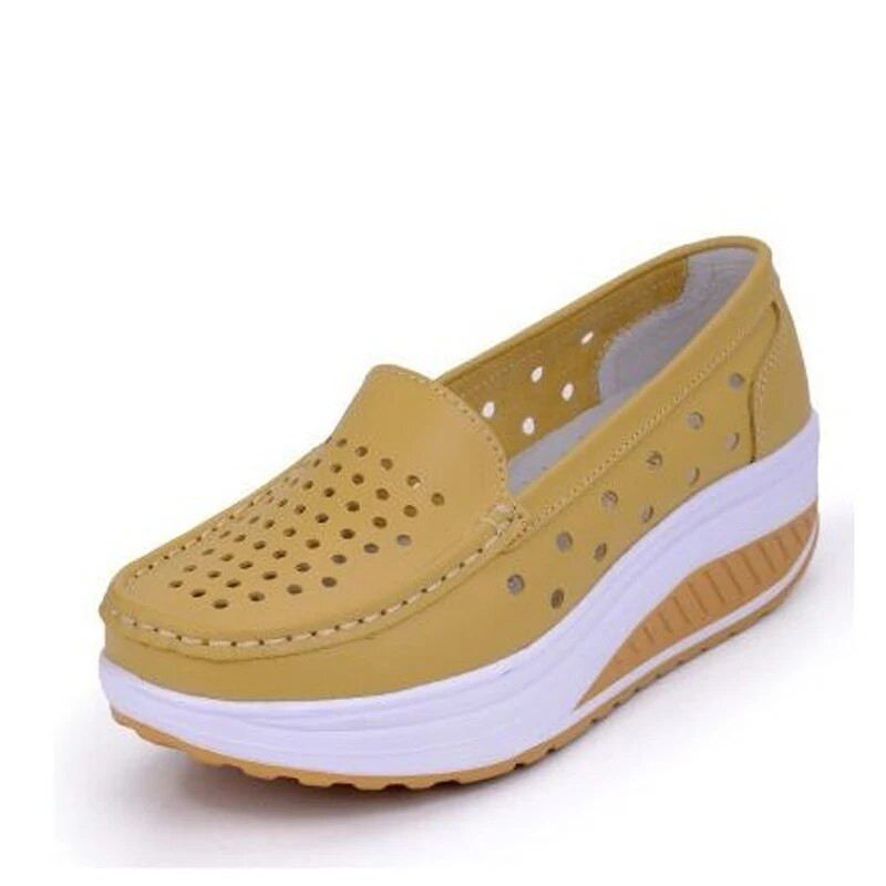 TIMETANG Ženske cipele ljetne ženske kožne cipele s platformom veće veličine cipele za medicinske sestre ženske radne cipele s mrežastim rupama C202