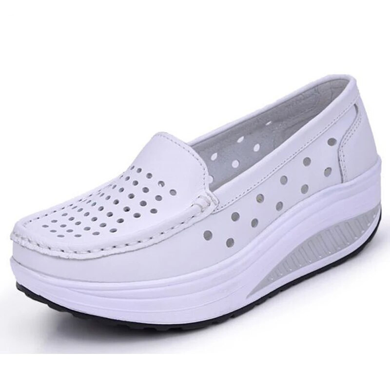 TIMETANG Ženske cipele ljetne ženske kožne cipele s platformom veće veličine cipele za medicinske sestre ženske radne cipele s mrežastim rupama C202