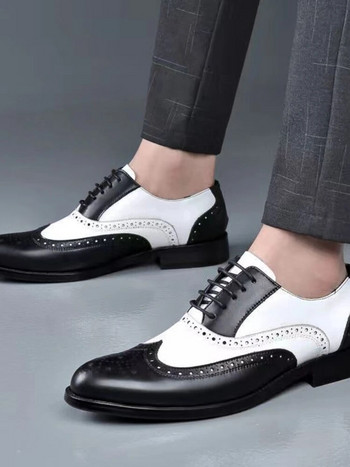 Кожени броги Мъжки големи размери Модни сватбени парти Мъжки обувки Италиански дизайнерски мъжки официални обувки за шофиране Мъжки оксфордки с връзки