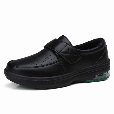 Veekindlad nahast jalapüksid naistele Õhkpadi, pehme tald, valge õe kingad Naiste kontori võluteip Libisemisvastased vabaaja tööjalatsid