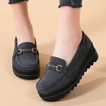 2023 Φθινόπωρο υψηλής ποιότητας γυναικεία παπούτσια ελαφριά άνετα παπούτσια Flas πλατφόρμας Μεταλλική πόρπη Casual Mother παπούτσια Wedge Women Loafers