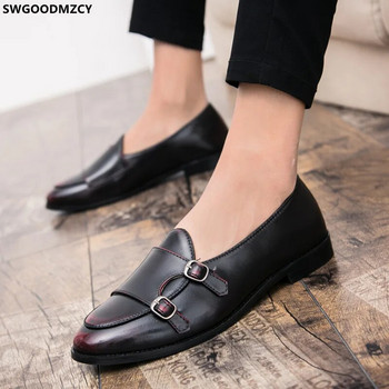ΔΕΡΜΑΤΙΝΑ ΚΛΑΣΙΚΑ Ανδρικά παπούτσια Casual The Office Brown Dress Double Monk Strap Παπούτσια για άνδρες Italiano Dresses for Men Zapatos