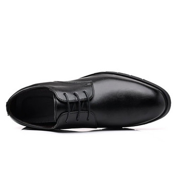 Висококачествени официални кожени мъжки обувки за рокля Дишащи мъжки ежедневни обувки Италианска луксозна марка с връзки и неплъзгащи се мъжки обувки за шофиране