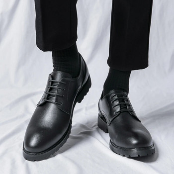 2023 Есенна черна рокля Мъжки кожени обувки Официални ежедневни защитни обувки Мъжки шофиращи работни обувки Дерби Работни бизнес ежедневни маратонки