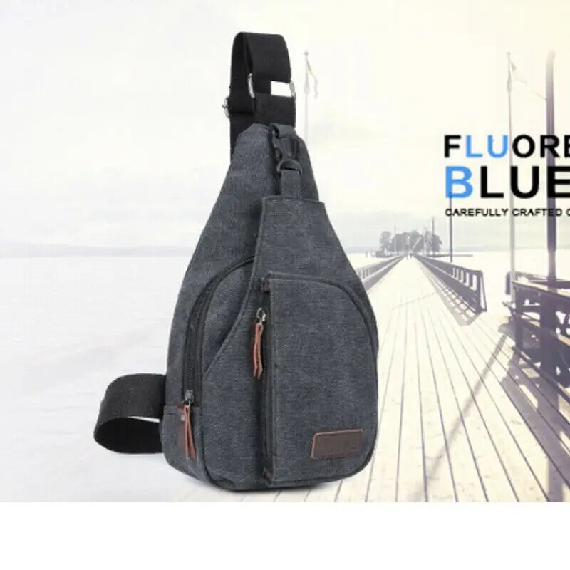 Naujausias vyrų krepšys, krūtinė, skersinis, pečių, drobės „Messenger Pack“ kelionių žygio juosmens paketas