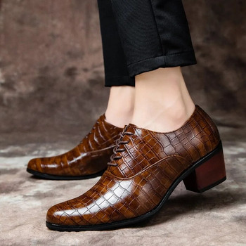 Καυτές εκπτώσεις Ανδρικά παπούτσια με τακούνι Crocodile Επίσημα δερμάτινα Καφέ Ανδρικά Loafers Φόρεμα Παπούτσια Μόδα Ανδρικά Casual Παπούτσια Zapatos Hombre 2021