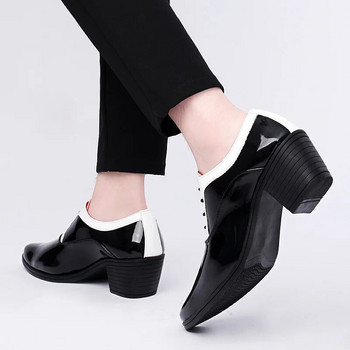 2022 Класически блестящи кожени мъжки обувки за рокля Модни червени огледални луксозни обувки Мъжки обувки с увеличаващ се ток Мъжки обувки
