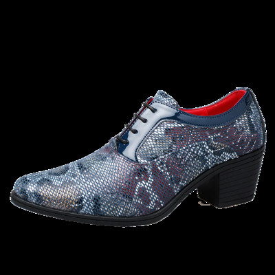 Nove modne plave zmijske cipele, muške kožne cipele na špic, muške cipele na visoku petu, udobne ležerne cipele na vezanje, muške zapatos de vestir