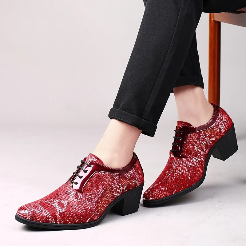Nove modne plave zmijske cipele, muške kožne cipele na špic, muške cipele na visoku petu, udobne ležerne cipele na vezanje, muške zapatos de vestir