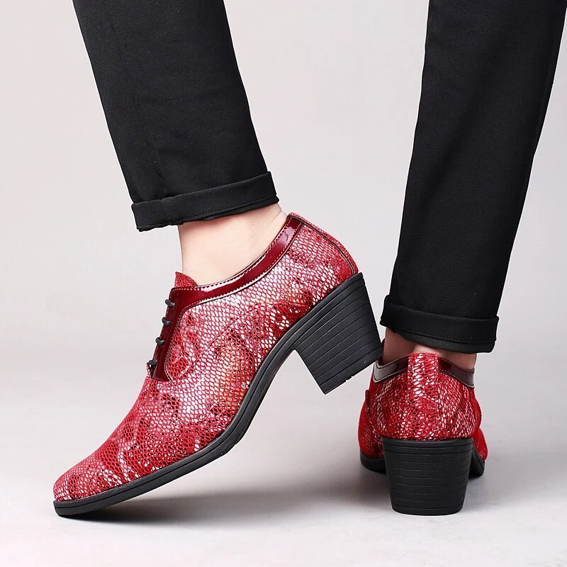Nove modne plave zmijske cipele, muške kožne cipele na špic, muške cipele na visoku petu, udobne ležerne cipele na vezanje, muške zapatos de vestir