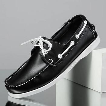 Мъжки офис обувки Модни официални мъжки обувки с връзки Мокасини Италиански мъжки обувки за шофиране Черни Голям размер