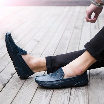 Ανδρικά Slip Slip-On Lazy Boat Shoes Summer Leather Loafer Vintage Flat Boat παπούτσια Άνετα παπούτσια οδήγησης Μαλακή σόλα για περπάτημα