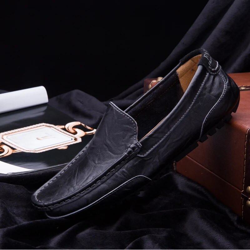 Muške natikače Lazy cipele za čamac Ljetne kožne natikače Vintage ravne cipele za čamac Udobna cipela za vožnju Cipele za hodanje s mekim potplatom