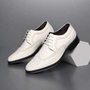 Мъжки обувки Oxford с връзки Броги Обувки за рокли Класически кожени обувки Бизнес официални обувки Сватбени обувки за мъже Безплатна доставка