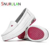 2023 m. balti natūralios odos platforminiai bateliai, moteriški slaugytojų batai, apvalūs, prislystami stori, kvėpuojanti minkšta karvės oda, stora